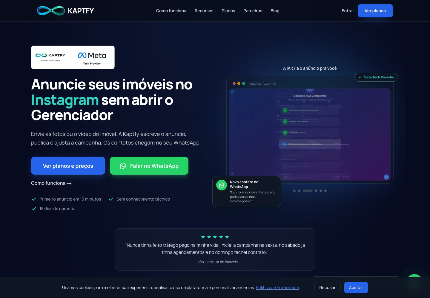 Site público da Kaptfy